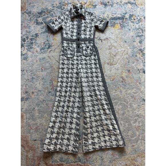 ME+EM Exaggerated Houndstooth Travel Tweed Jumpsuit - Picture 12 of 13